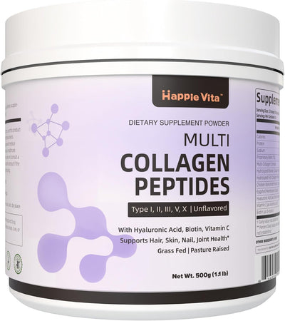 Multi Collagen Peptides Powder, Type I, II, III, V, X Hydrolyzed Collagen